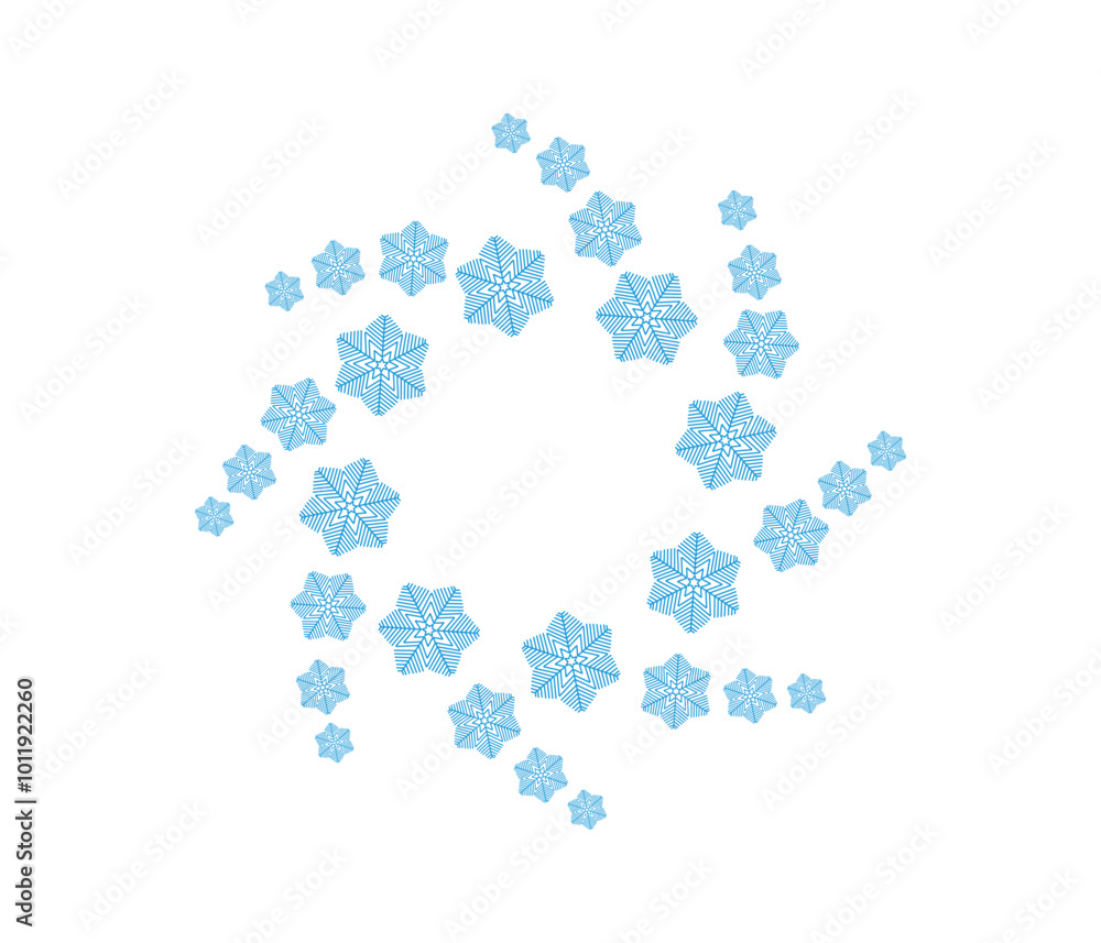 Christmas snowflakes blue line icon. Wreath of snowflakes. Snowflake decoration . Holiday christmas decoration. Christmas snowflakes blue line icon. Wreath of snowflakes. Snowflake decoration . Holiday christmas decoration.