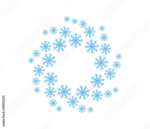 Christmas snowflakes blue line icon. Wreath of snowflakes. Snowflake decoration . Holiday christmas decoration.