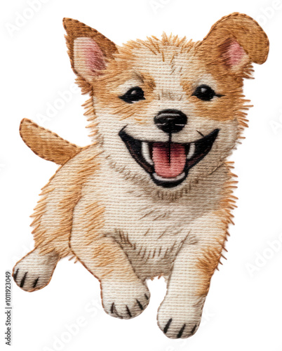 PNG Dog in embroidery style mammal animal puppy. photo