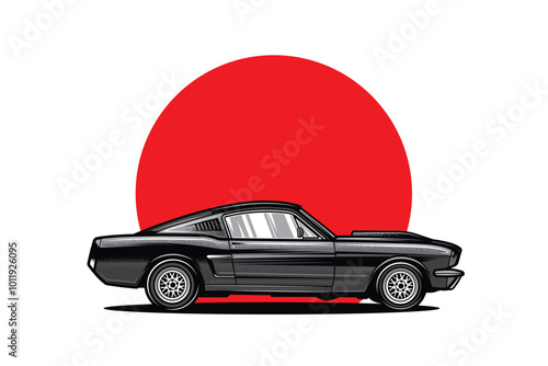 Original vector retro car prin. American muscle car. T-shirt design.
