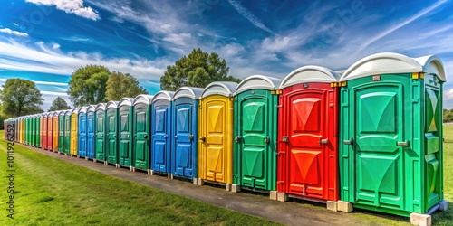 Clean and Well-Maintained Portable Toilets in Outdoor Setting for Events, Construction, and Festivals