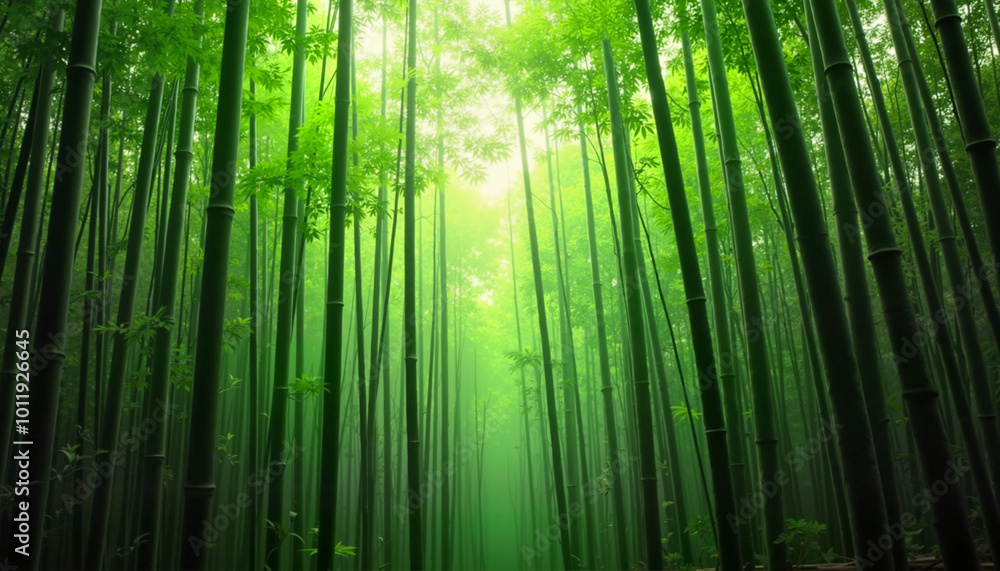 Bamboo grove tranquil atmosphere vibrant green nature landscape copy space Bamboo grove tranquil atmosphere vibrant green nature landscape copy space