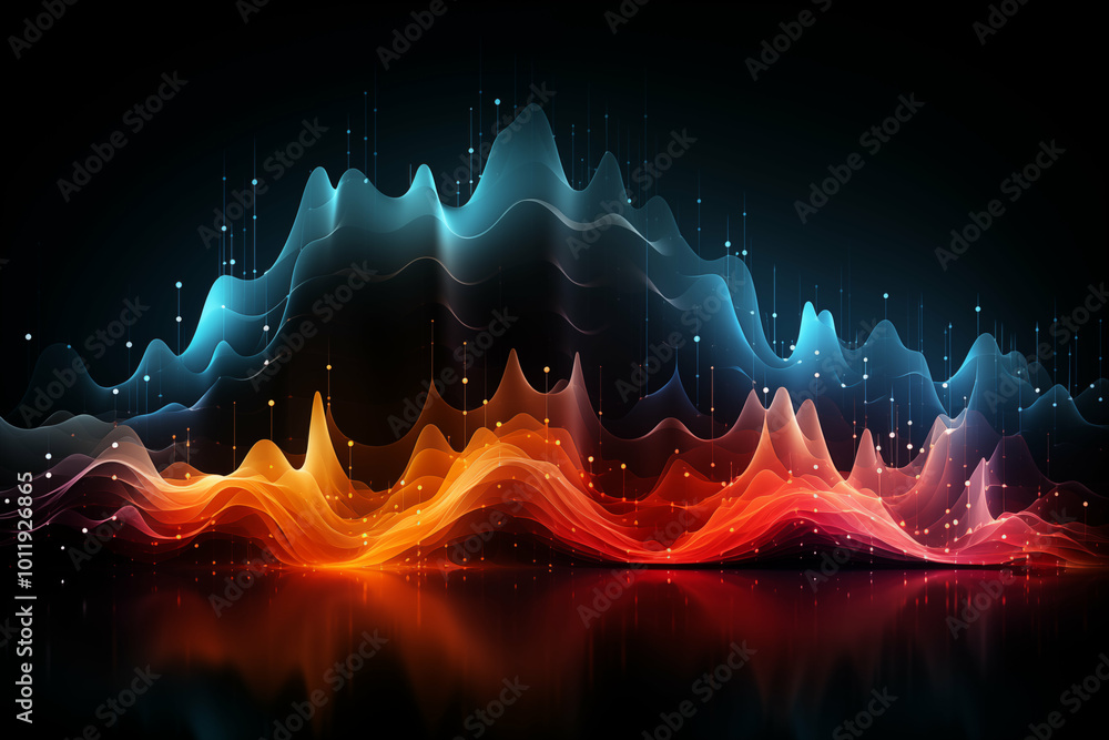 vibrant pulse wave in vector sine format, creating a dynamic overlay of colors and energy. Generative AI