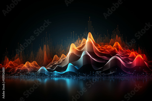 Obraz na płótnie vibrant pulse wave in vector sine format, creating a dynamic overlay of colors and energy. Generative AI w salonie
