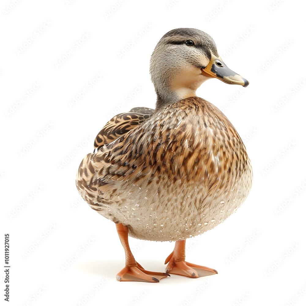 Chubby duck waddling forward with round body and short legs isolated on white background Chubby duck waddling forward with round body and short legs isolated on white background