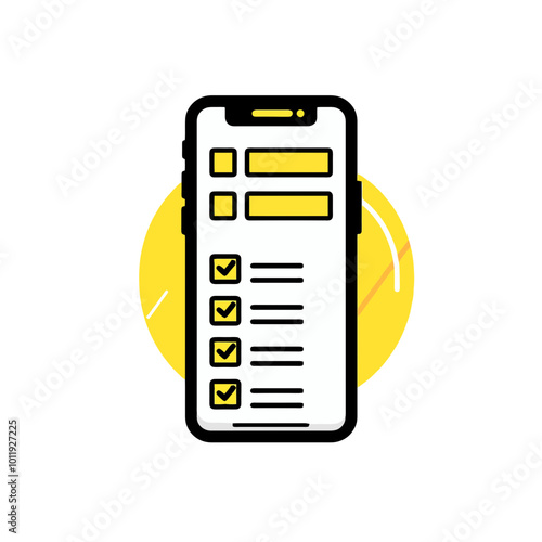 Mobile checklist icon representing effective task management and organization in a user-friendly app design.
