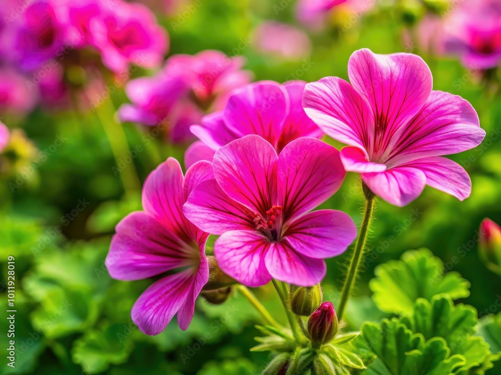 Obraz premium Delicate Pink Flowers of Geranium Pusillum Blooming in a Natural Green Landscape During Spring Season