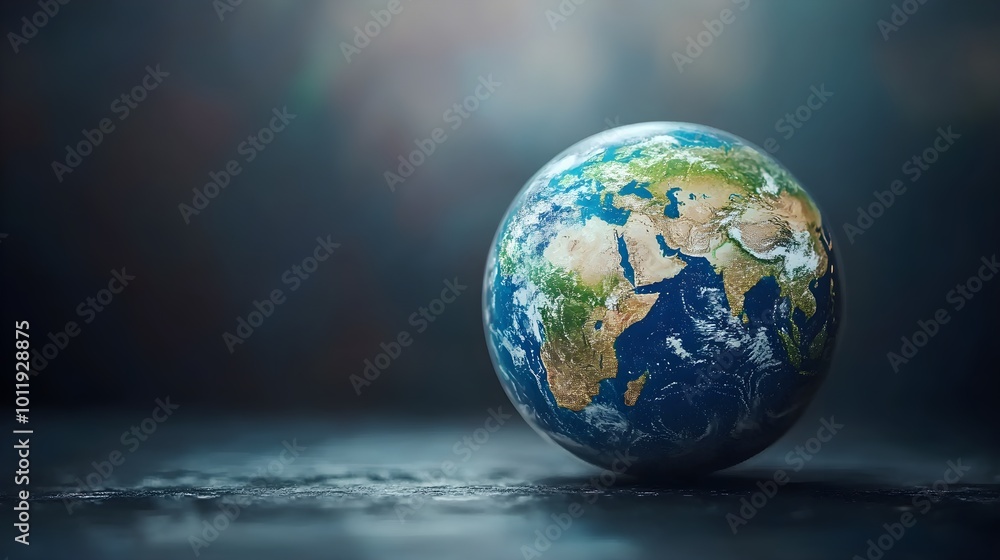 World globe with bokeh effect and dark background. View on planet earth from space. World globe with bokeh effect and dark background. View on planet earth from space.
