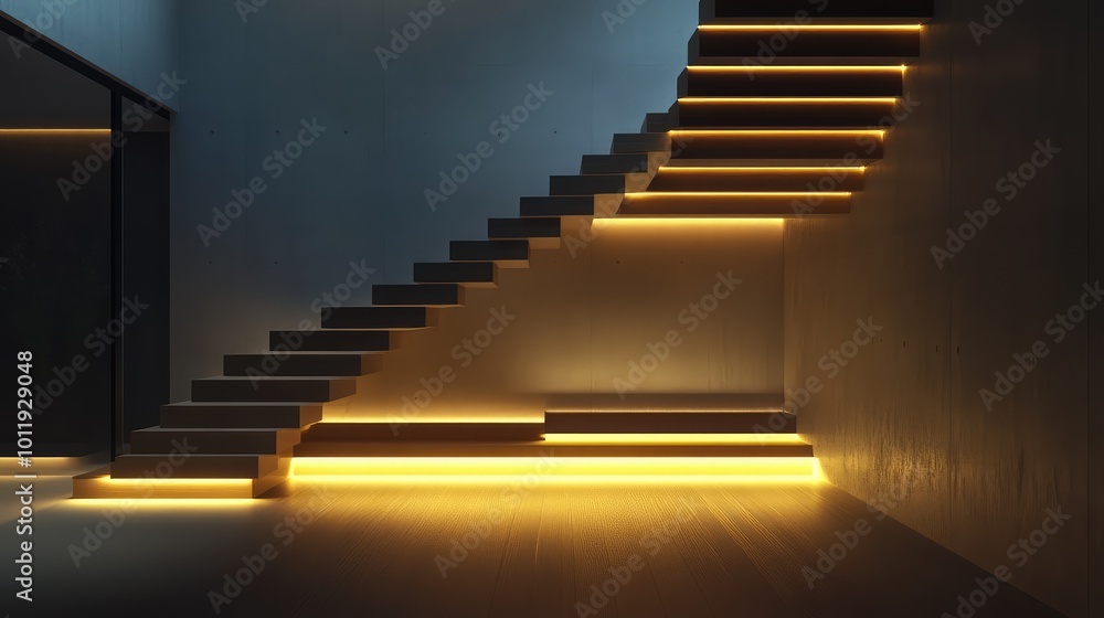 Illuminated Staircase in Large House - AI Generated Illuminated Staircase in Large House - AI Generated
