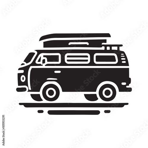 Camper Van Silhouette for Travel vector
