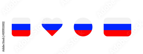 Free Download Russian flag icon. Flag of Russia vector sign. Russian national banner. White, blue and red emblem. Minimalistic simple Moscow banner in four different shapes: square, heart, circle and rectangle. - GFXLoad