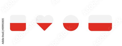 Free Download Polish flag icon. Flag of Poland vector sign. Polish national banner. White and red Poland emblem. Minimalistic simple Warsaw banner in four different shapes: square, heart, circle and rectangle. - GFXLoad