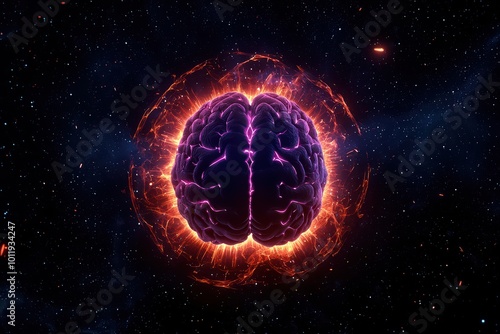 Colorful brain illustration with cosmic background, symbolizing intelligence and creativity.