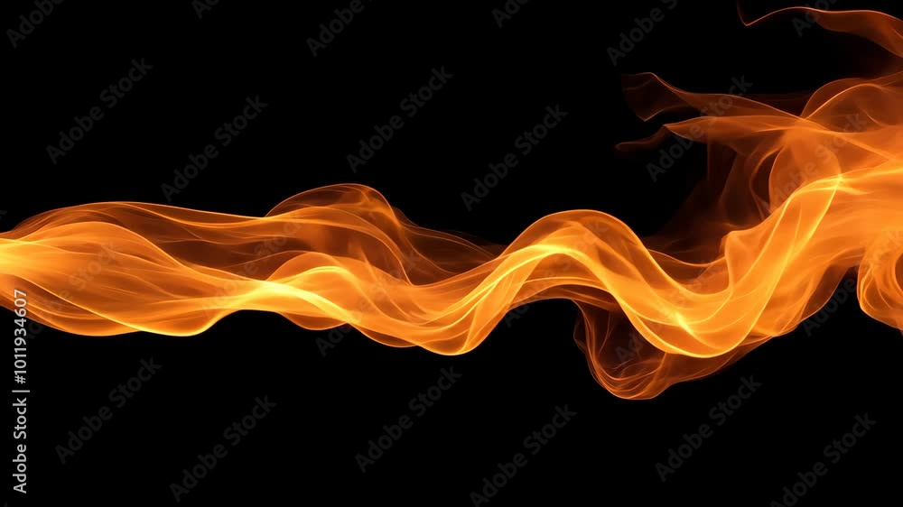 Flowing orange flame on black background, dynamic energy concept Flowing orange flame on black background, dynamic energy concept