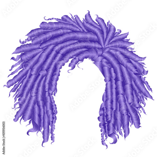 trendy curly lilac  hair  . realistic  3d . spherical 
hairstyle . fashion beauty style .
