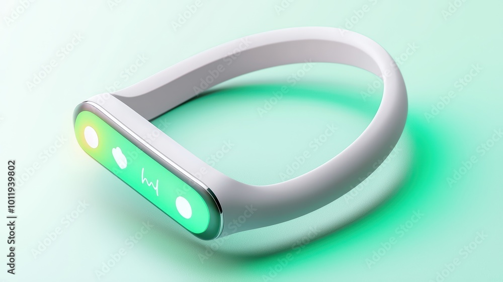Smart fitness tracker with a modern design, displaying vibrant LED indicators for health monitoring.