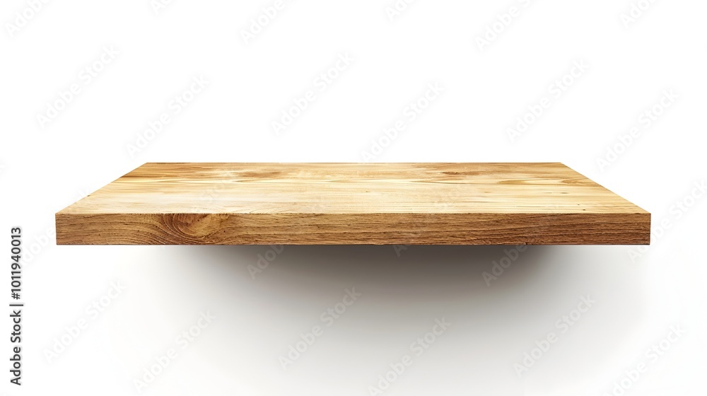 Minimalist Light Oak Floating Wall Shelf on White Background Minimalist Light Oak Floating Wall Shelf on White Background
