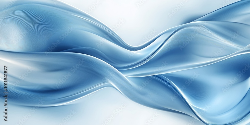 Fototapeta premium Abstract background with flowing waves in white and blue