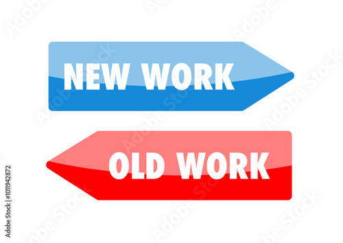 New work and old work two color sippy with reflection - Vector
