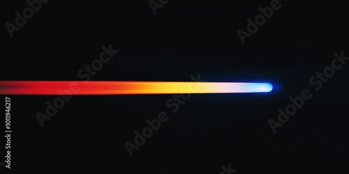 one multicoloured beam of light against black background