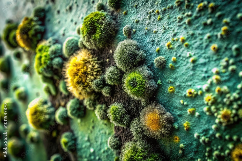 Close-up of Black Mold Growth on Wall with Dark Fuzzy Texture and Greenish Hue in Indoor Setting Close-up of Black Mold Growth on Wall with Dark Fuzzy Texture and Greenish Hue in Indoor Setting