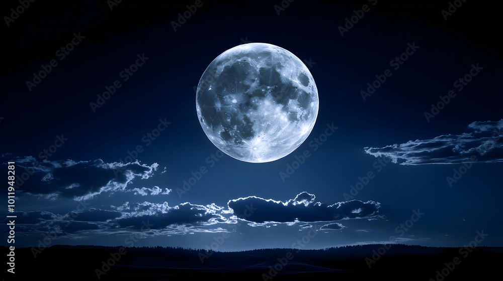 A Full Moon Shining Brightly in a Night Sky Filled with Clouds A Full Moon Shining Brightly in a Night Sky Filled with Clouds