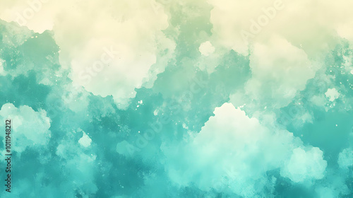 Abstract Watercolor Background with Teal and Yellowish-Green Hues Blending Seamlessly