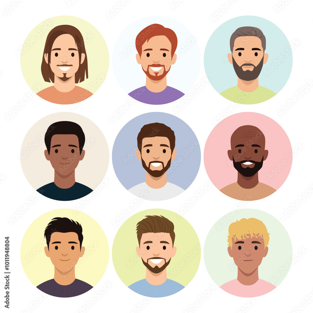Diverse team Avatar Concept. Business men icons. Flat vector illustration isolated on white background Diverse team Avatar Concept. Business men icons. Flat vector illustration isolated on white background