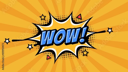 WOW! - Text Animation With Pop Art Comic Style, Alpha channel, Transparent background or green background, Video 4K