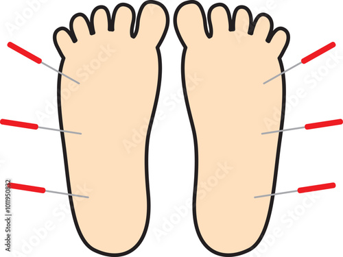 Acupuncture needles on Feet Healing icon.