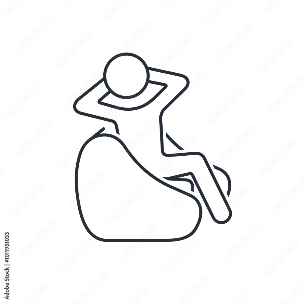 Man in a chair. Waiting. Resting. Vector linear icon isolated on white background. Man in a chair. Waiting. Resting. Vector linear icon isolated on white background.