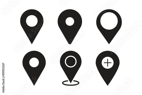 Location icon set, Map marker pointer icon vector.