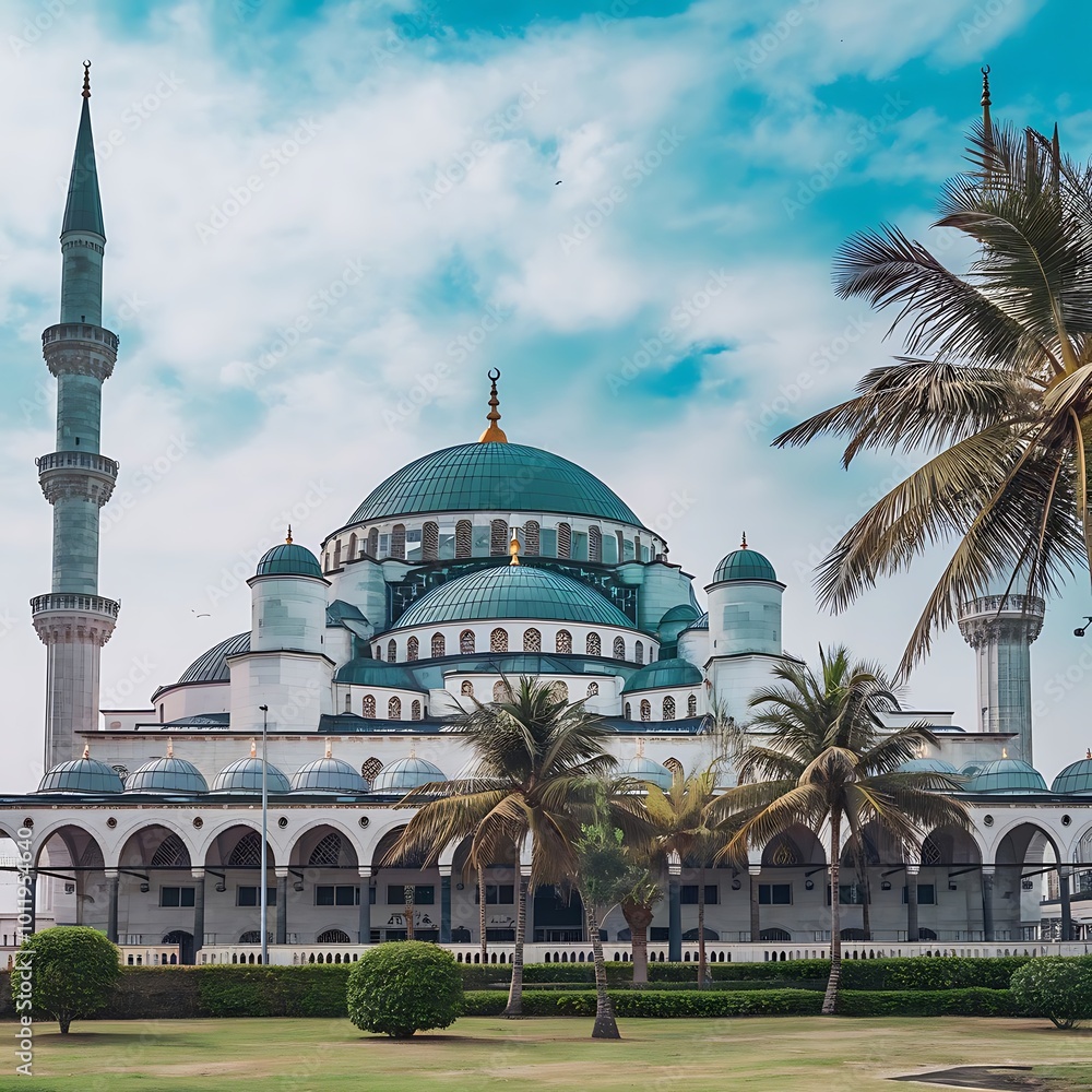Fototapeta premium blue mosque city, Friday, mosque, masjid, blue sky