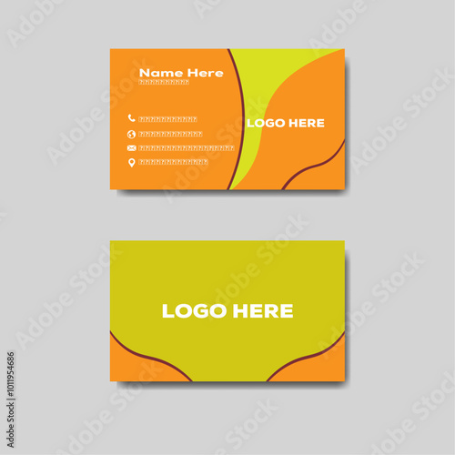 Clean Corporate Business Card Layout with Red Patterned Accents photo