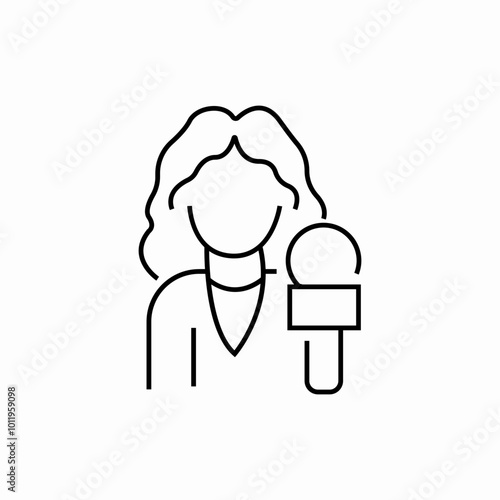 woman journalist report icon sign vector