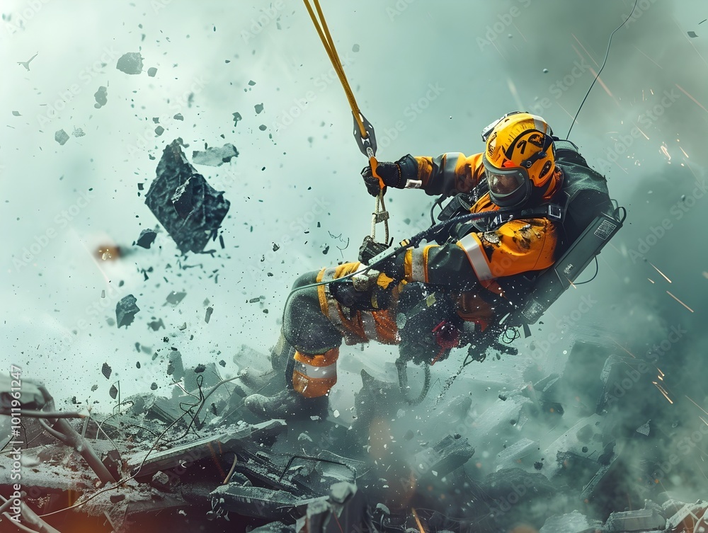 Genetically Enhanced Rescue Worker Lifting Debris to Save Lives After Disaster Genetically Enhanced Rescue Worker Lifting Debris to Save Lives After Disaster