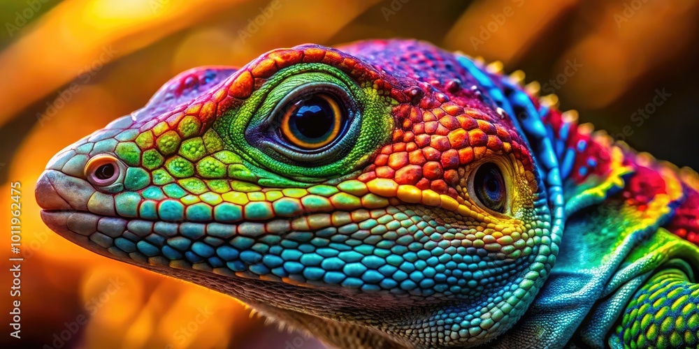 Obraz premium Colorful 2D Lizard Illustration with Vibrant Patterns Suitable for Creative Projects and Designs