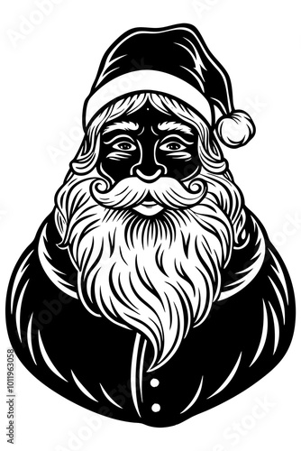 black and white portrait of a santa claus