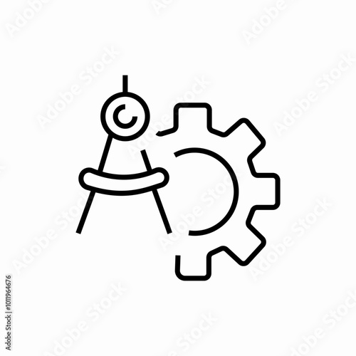 drawing compass gear icon sign vector