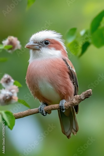 a small bird is sitting on a branch photo