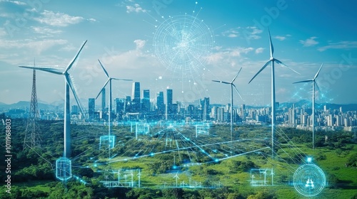 Industrial machinery powered by renewable energy sources, showcasing energy-efficient technology.