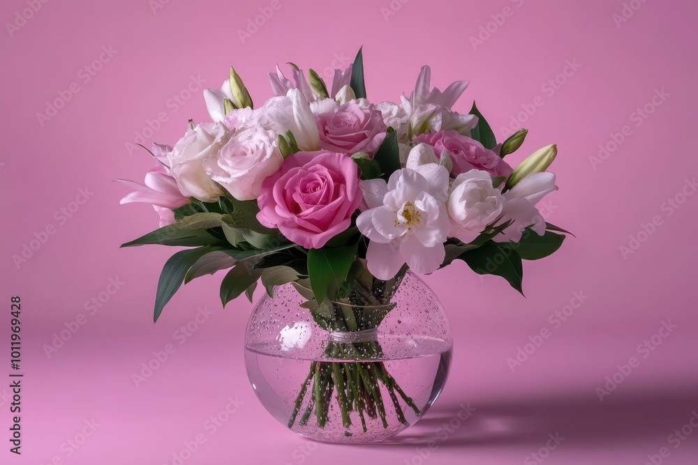 a vase filled with pink and white flowers a vase filled with pink and white flowers