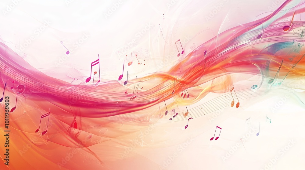 Abstract musical notes dance and swirl against a vibrant, wavy background, creating a dynamic canvas for your creative expressions. Let your imagination soar with this inspiring imagery Abstract musical notes dance and swirl against a vibrant, wavy background, creating a dynamic canvas for your creative expressions. Let your imagination soar with this inspiring imagery