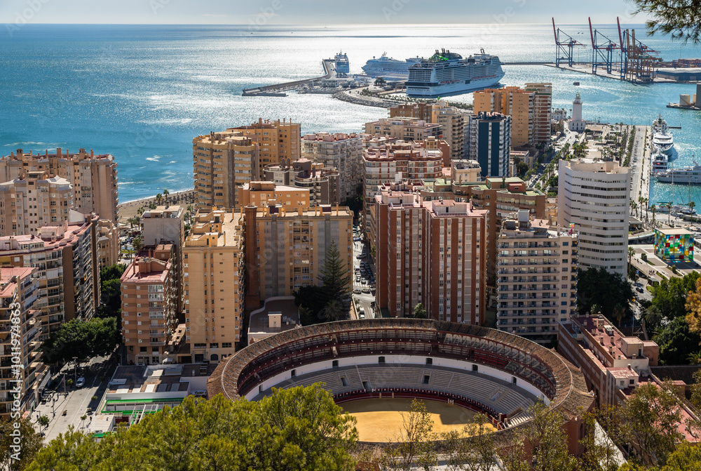 Obraz premium Exposure done from the Gibralfaro Mirador, of the city of Malaga