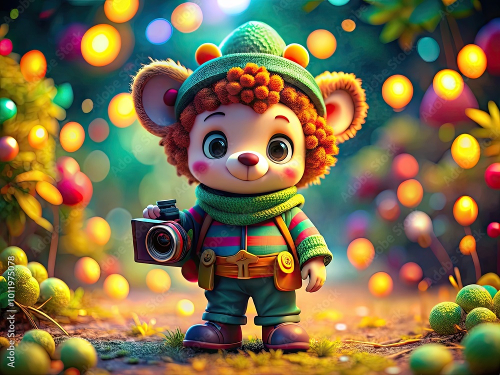 Fototapeta premium Colorful and Whimsical Illustrations of a Friendly Cartoon Character in Various Fun Scenarios