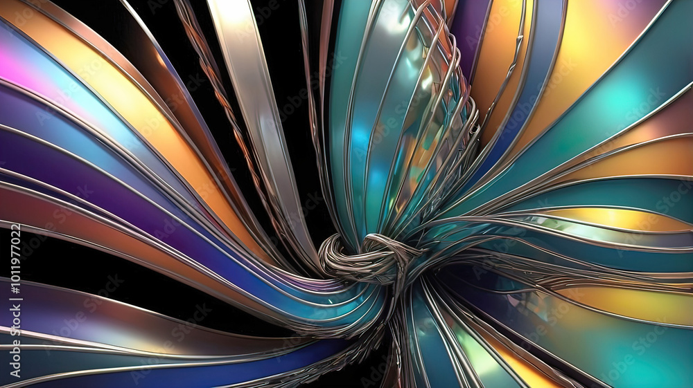 background twisted textures of 3D pearlescent neon glass and metal in abstract chaotic structure background twisted textures of 3D pearlescent neon glass and metal in abstract chaotic structure