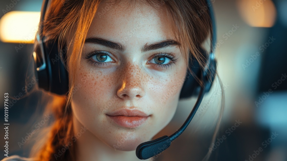 Friendly Customer Service Agent Assisting Clients with Professional Help and Support Friendly Customer Service Agent Assisting Clients with Professional Help and Support