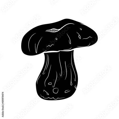 Silhouette of Fresh Porcini Mushroom (Boletus Edulis), a Nutritious Wild Mushroom Isolated on a Transparent Background for Culinary and Animal Feed Graphic Use	