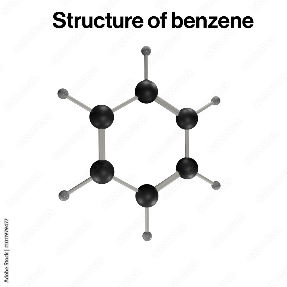 Benzene Molecular Structure, C6H6, Aromatic Hydrocarbon, Organic Chemistry, Science Illustration Benzene Molecular Structure, C6H6, Aromatic Hydrocarbon, Organic Chemistry, Science Illustration