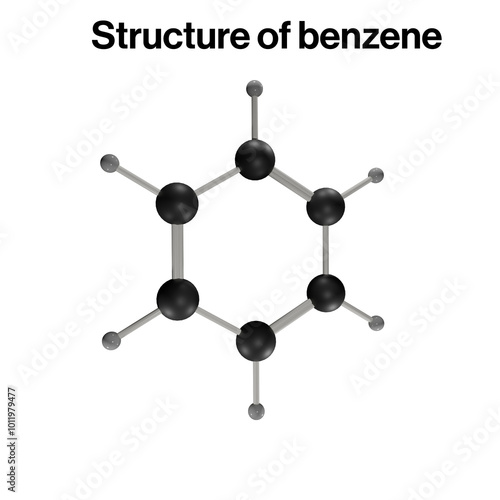 Benzene Molecular Structure, C6H6, Aromatic Hydrocarbon, Organic Chemistry, Science Illustration